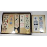 SEVEN SILK BOOKMARKS TO INCLUDE KING EDWARD VIII CORONATION 1937, FESTIVAL OF BRITAIN 1951, LEEK,