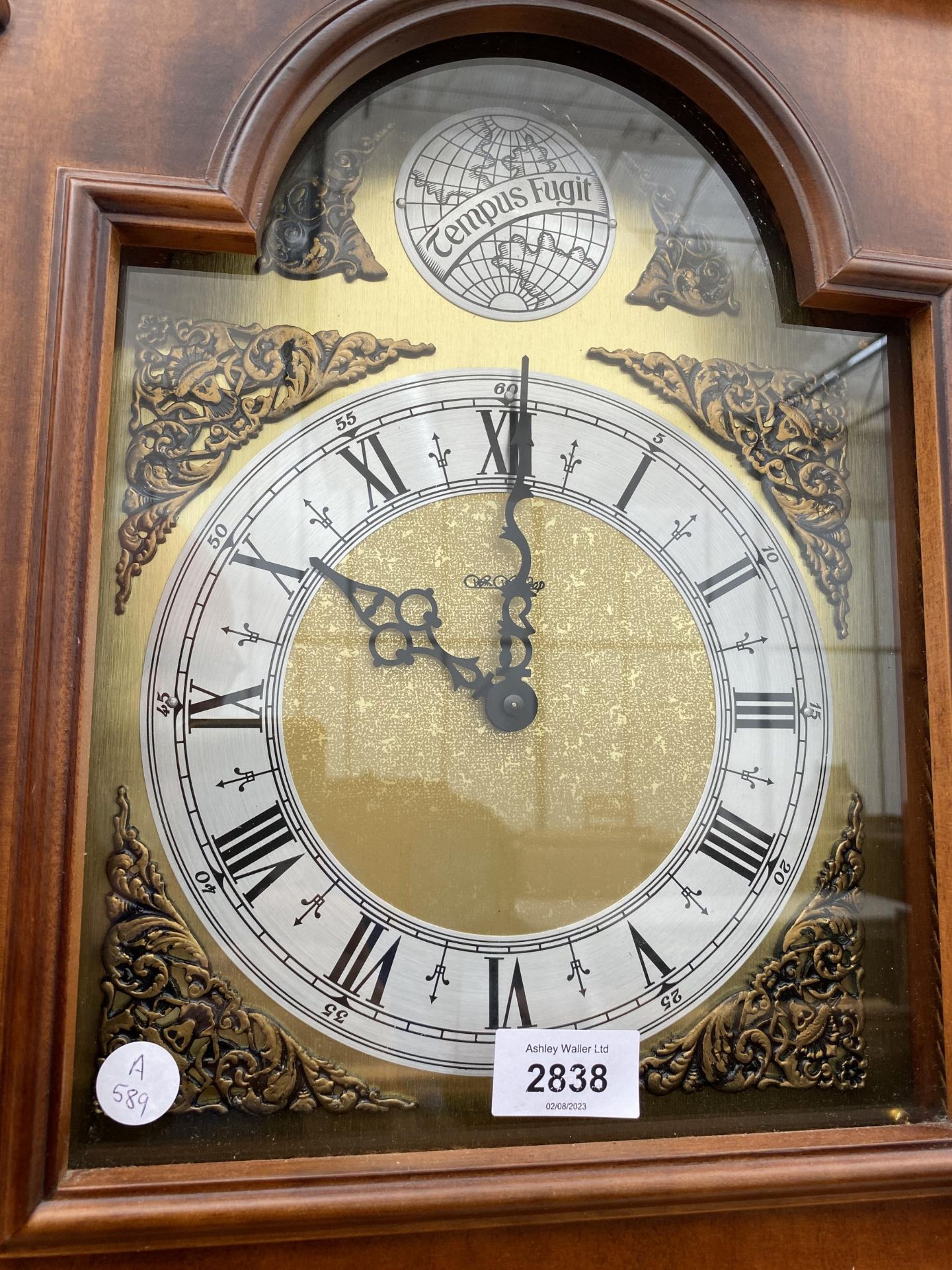 A MODERN TEMPUS FUGIT THREE WEIGHT LONGCASE CLOCK WITH GLASS DOOR - Image 4 of 4