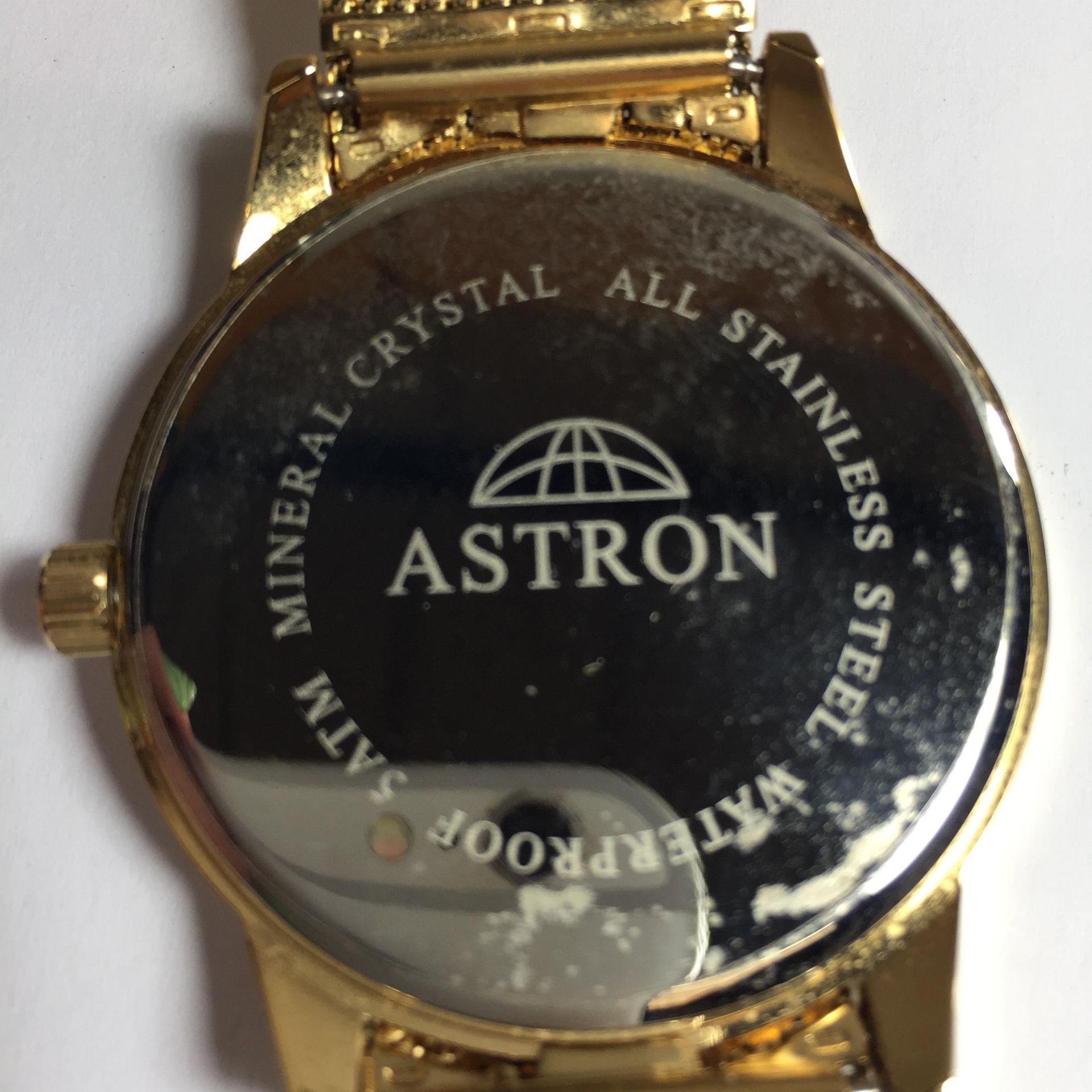 AN ASTRON RONDO GOLD PLATED WATCH WITH CRYSTALS - Bild 3 aus 3