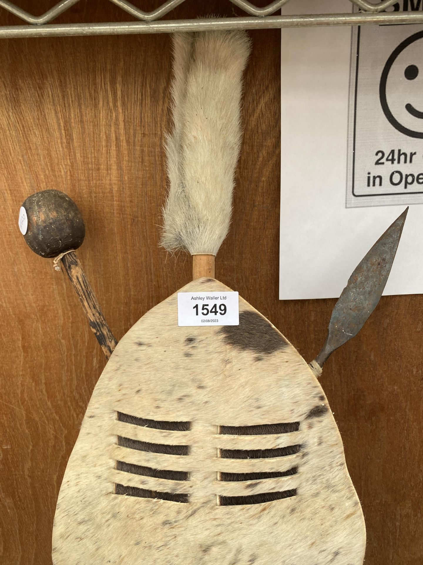 A TRIBAL SHIELD AND SPEARS PLAQUE - Image 2 of 2