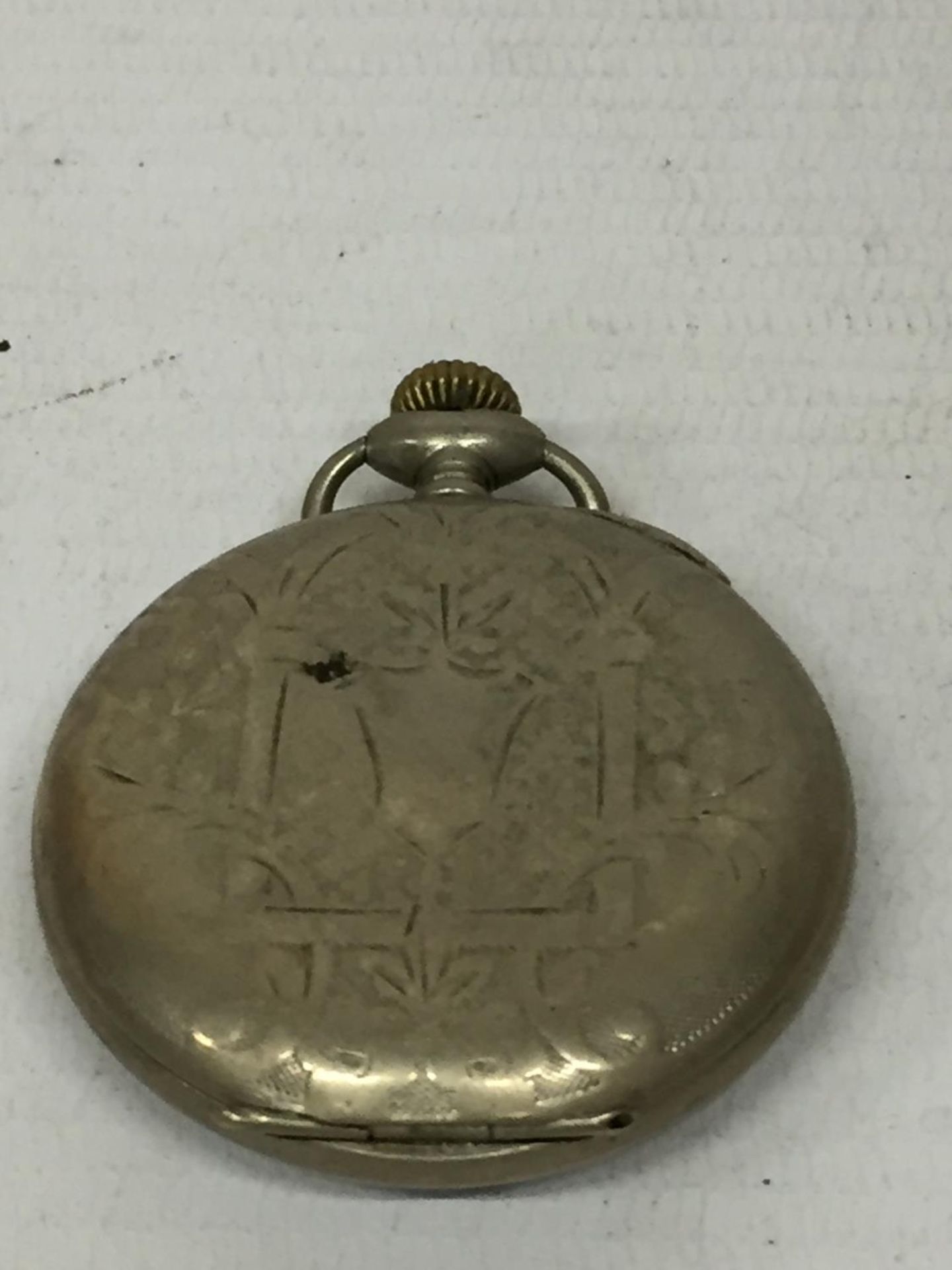 A VINTAGE WHITE METAL OPEN FACED POCKET WATCH, CASEBACK STAMPED ARGENTAN - Image 2 of 2