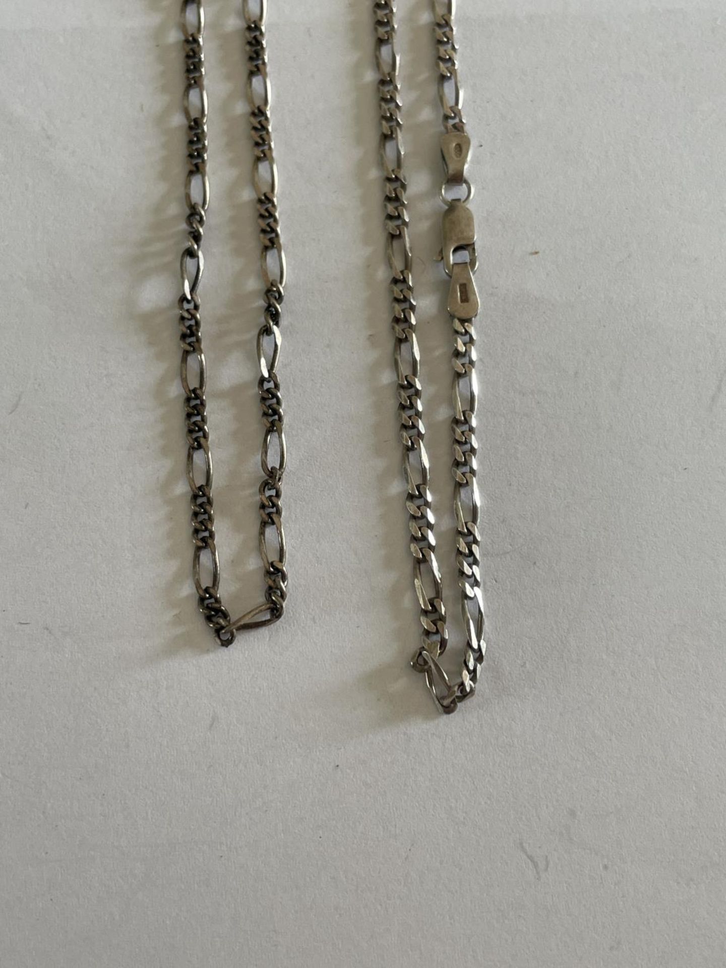 TWO SILVER FIGARO NECKLACES LENGTH 18 INCHES - Image 2 of 2