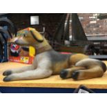 A HEAVY LARGE VINTAGE MODEL OF A DOG, LENGTH 57CM, HEIGHT 28CM