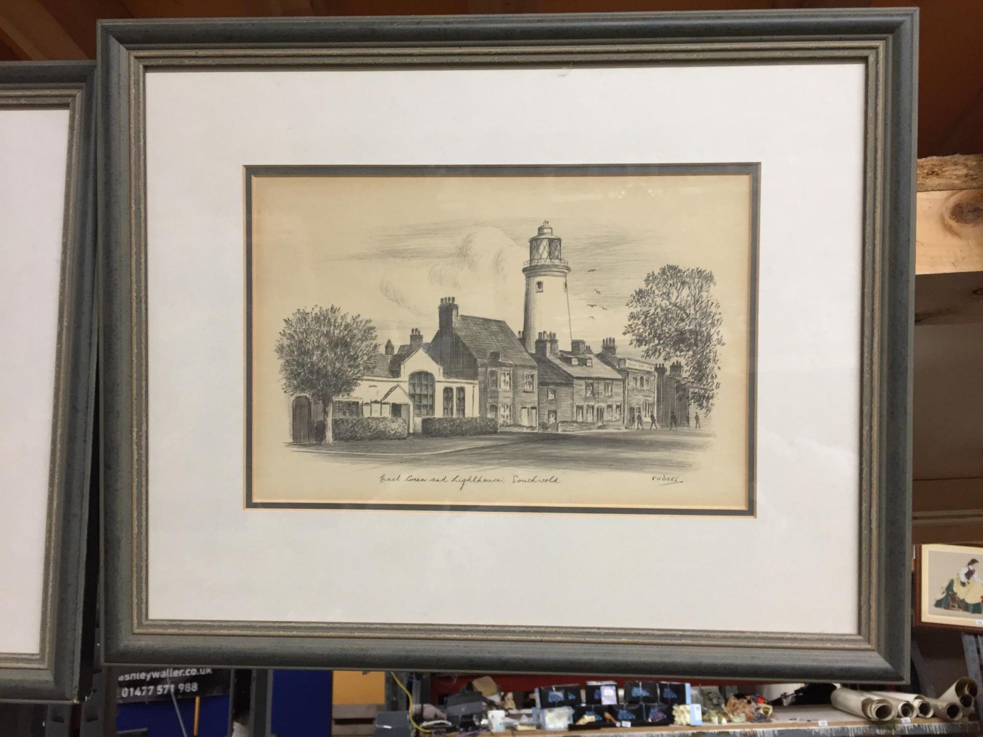 THREE PENCIL SKETCHES SIGNED JUDGES - 'GUN HILL', SOUTHWOLD, 'EAST GREEN AND LIGHTHOUSE', - Image 3 of 4