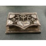 AN ART NOUVEAU WHITE METAL STAMP BOX