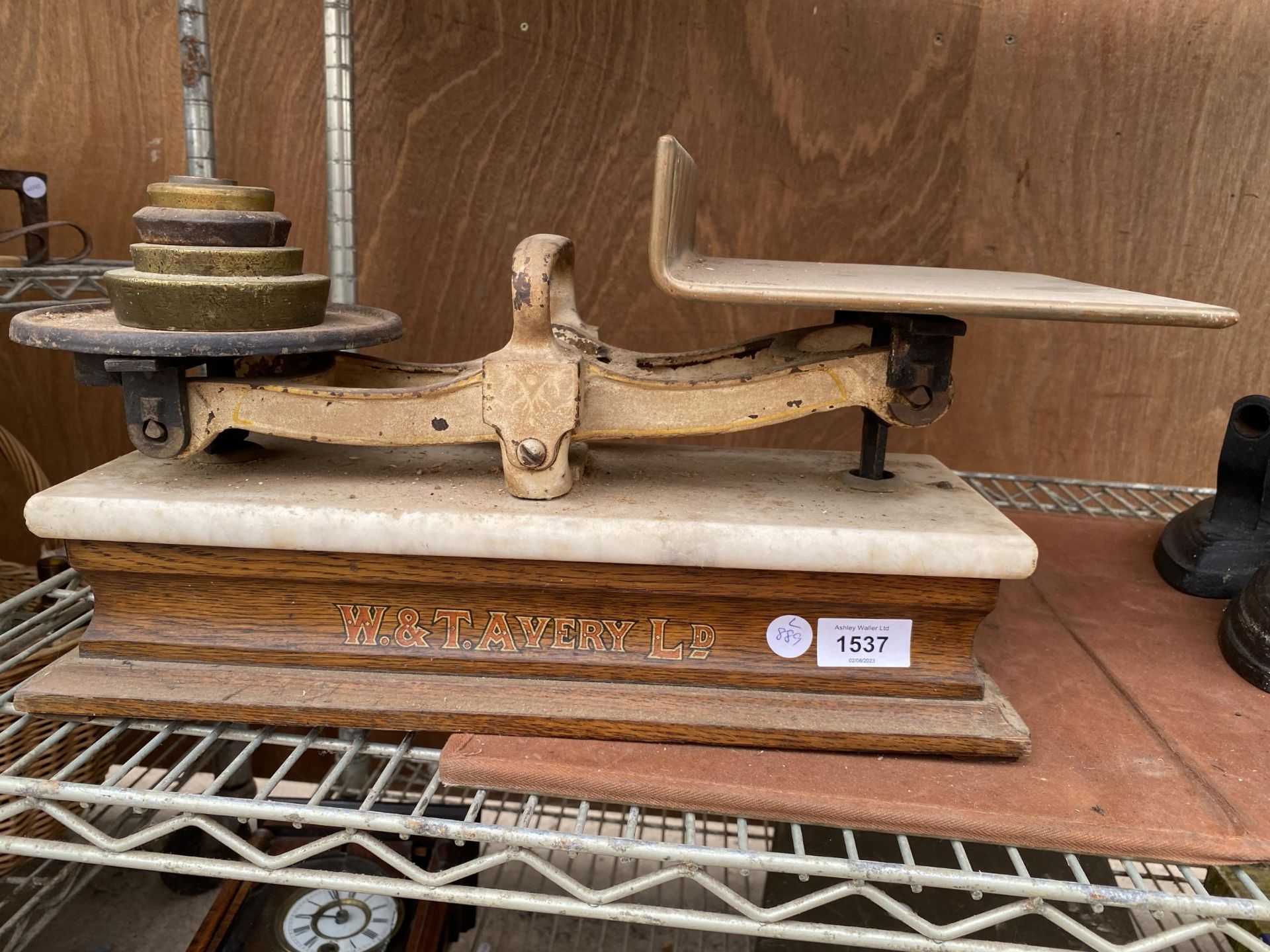 A SET OF VINTAGE W&T AVERY BALANCE SCALES WITH WEIGHTS - Image 2 of 3