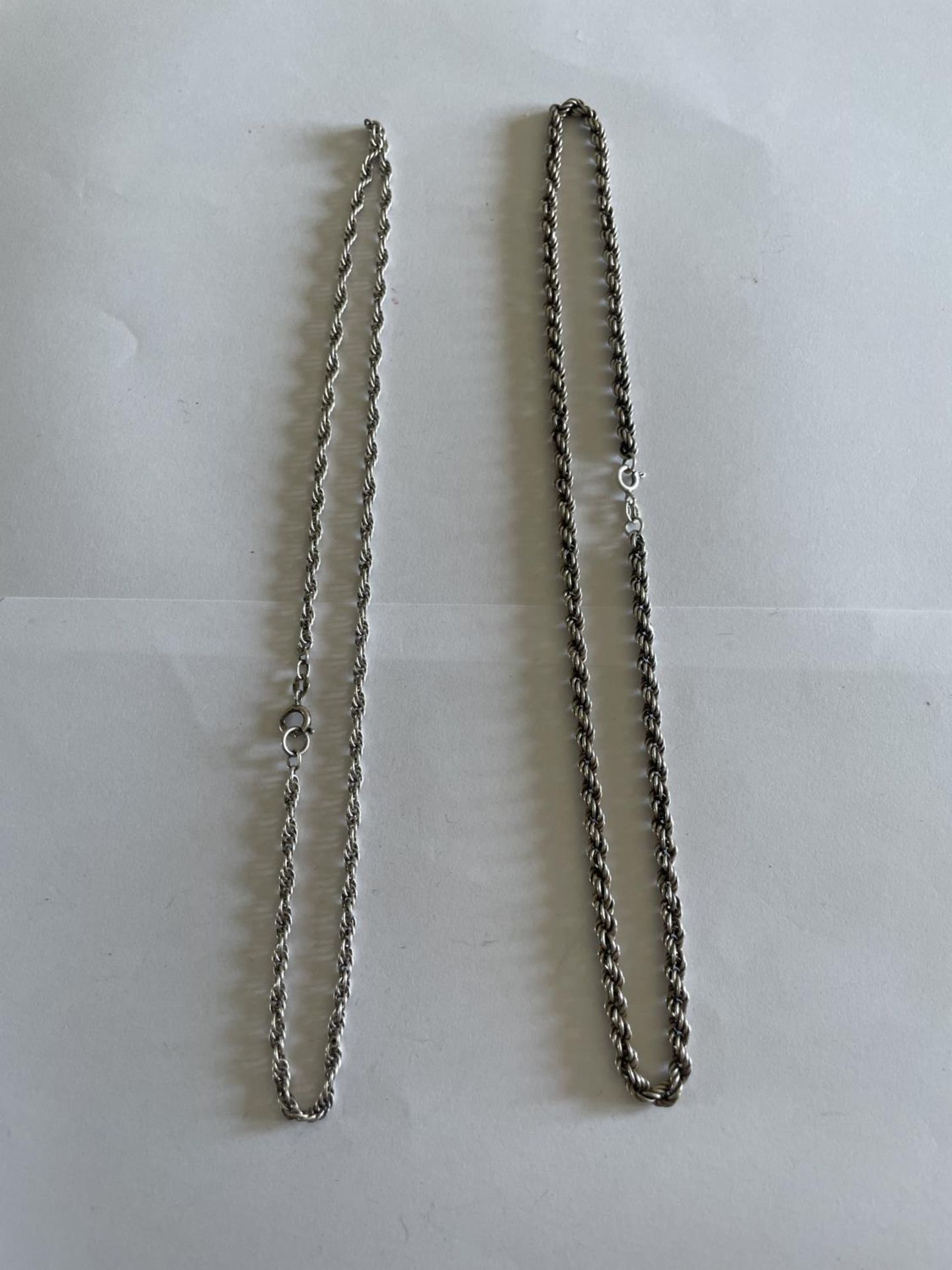 TWO SILVER ROPE NCKLACES LENGTH 18 INCHES