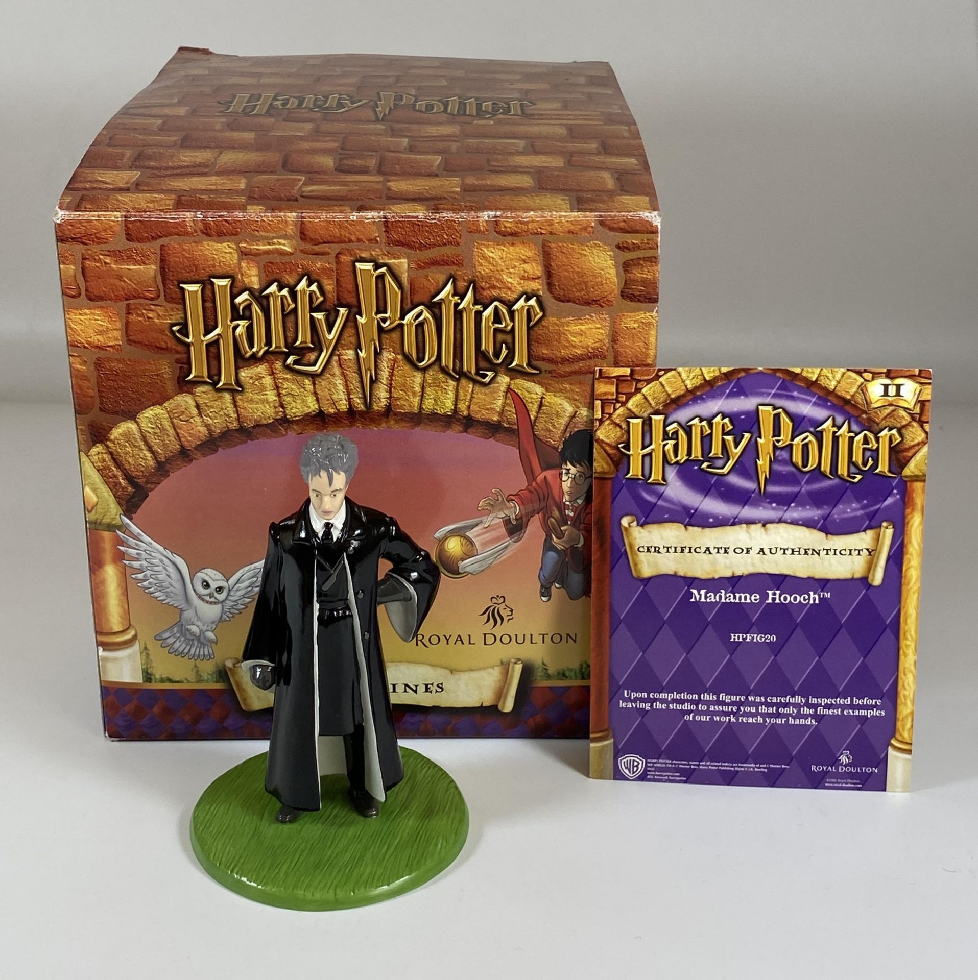 A BOXED ROYAL DOULTON HARRY POTTER MADAMME HOOCH HPFIG20 FIGURE WITH CERTIFICATE