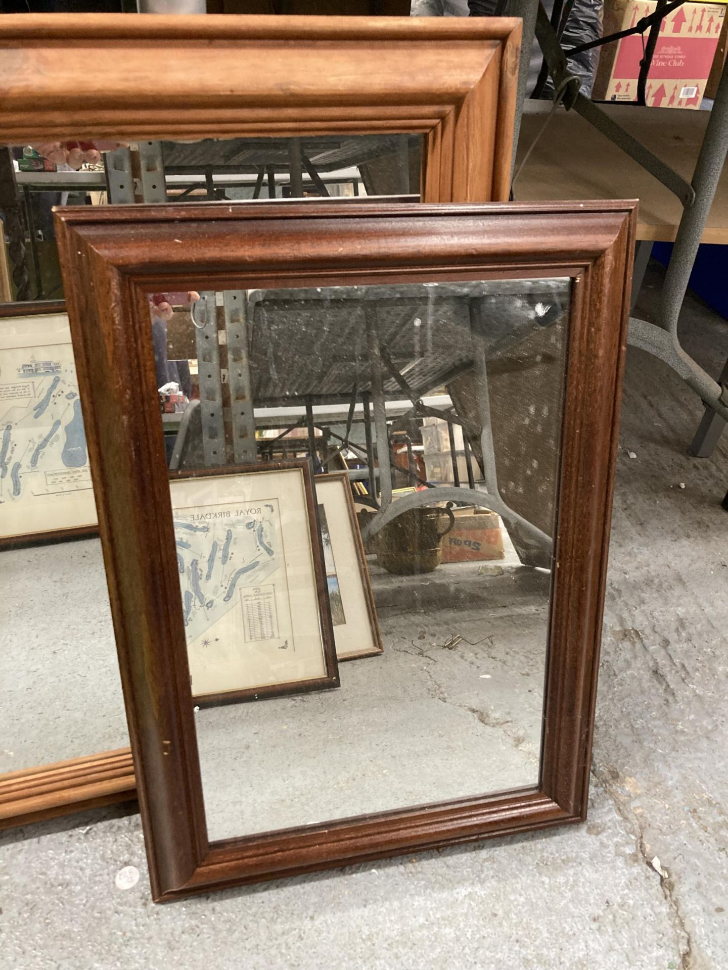 TWO WOODEN FRAMED MIRRORS - Image 2 of 3