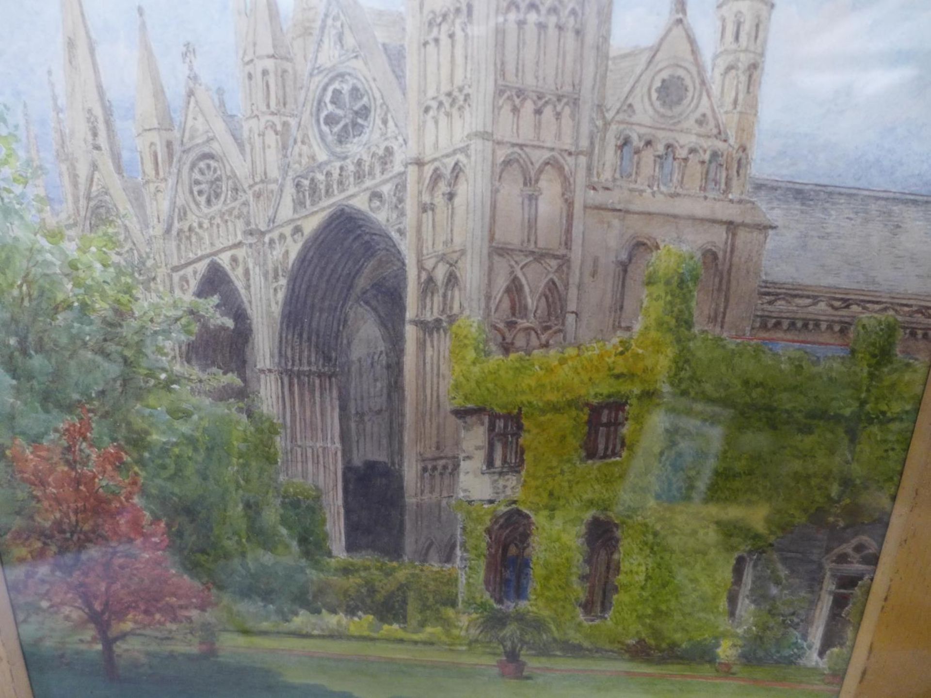 A LATE 19TH CENTURY CATHEDRAL SCENE, WATERCOLOUR, 35X25CM, FRAMED AND GLAZED - Image 2 of 3