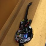 AN EPIPHONE SPECIAL II BLACK ELECTRIC GUITAR WITH STICKERS, SHOULDER STRAP AND CASE