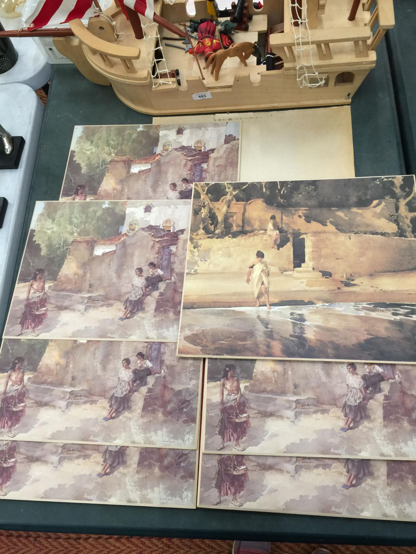 A COLLECTION OF SIR WILLIAM RUSSELL FLINT PRINTS ON BOARD - 7 IN TOTAL