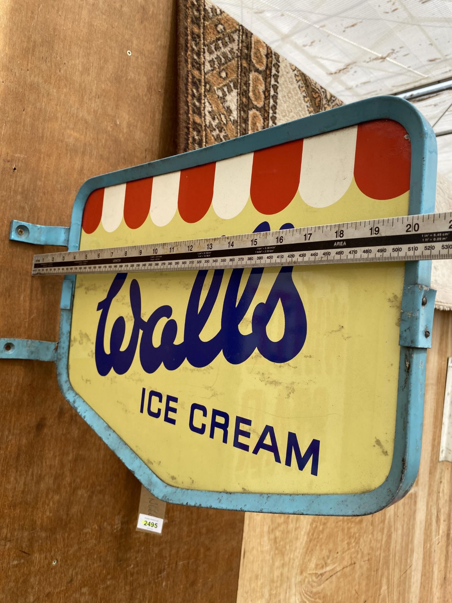 A BELIEVED ORIGINAL DOUBLE SIDED METAL WALLS ICE CREAM SIGN - Image 3 of 4