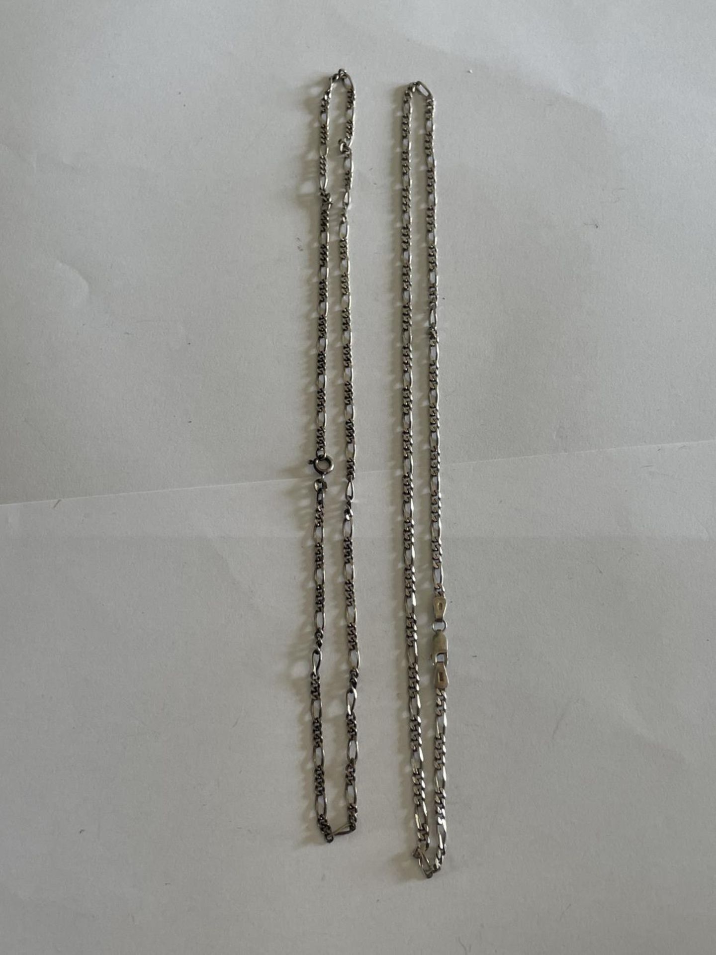 TWO SILVER FIGARO NECKLACES LENGTH 18 INCHES