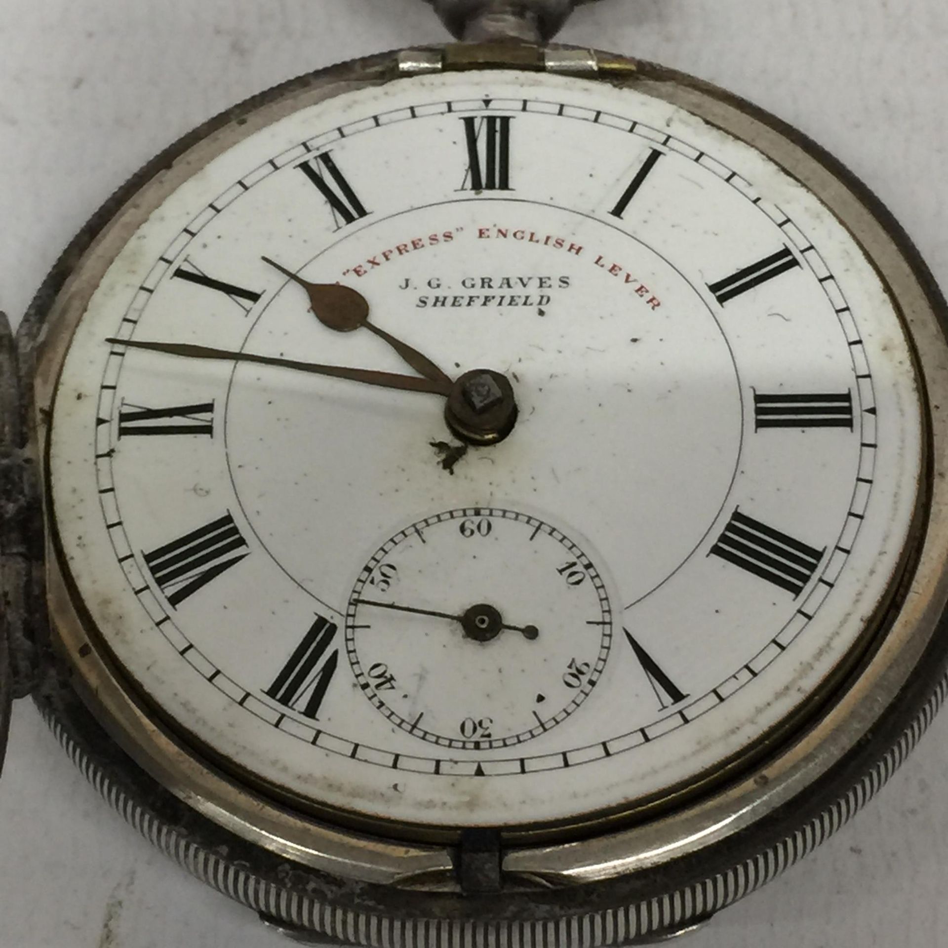 A VICTORIAN J G GRAVES HALLMARKED SILVER FUSEE MOVEMENT POCKET WATCH - Image 3 of 3