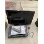 A PANASONIC 26" TELEVISION AND A PANASONIC DVD PLAYER COMPLETE WITH REMOTE CONTROL