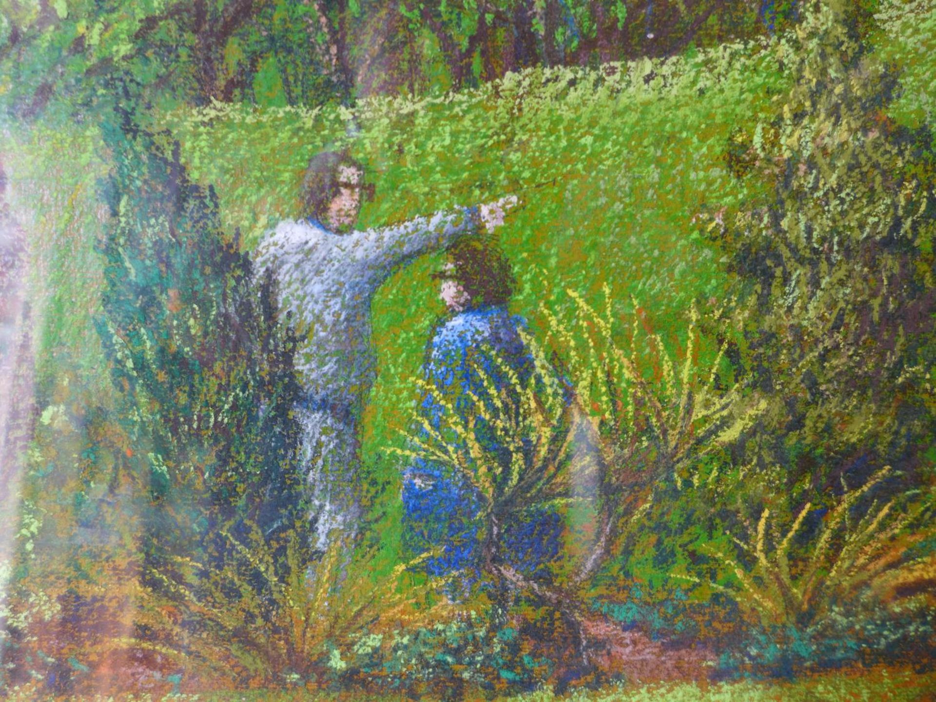 DAVID EDWARDS (BRITISH 20TH CENTURY) TWO FIGURES IN A LANDSCAPE, PASTEL, SIGNED AND DATED 82, - Image 3 of 4