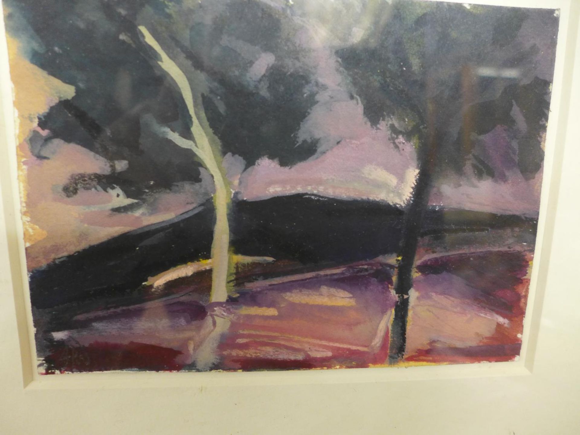 JESS WALLACE (BRITISH 20TH/EARLY 21ST CENTURY) 'TREES, THE EMBANKMENT AT NIGHT' WATERCOLOUR, BEARS - Image 2 of 8