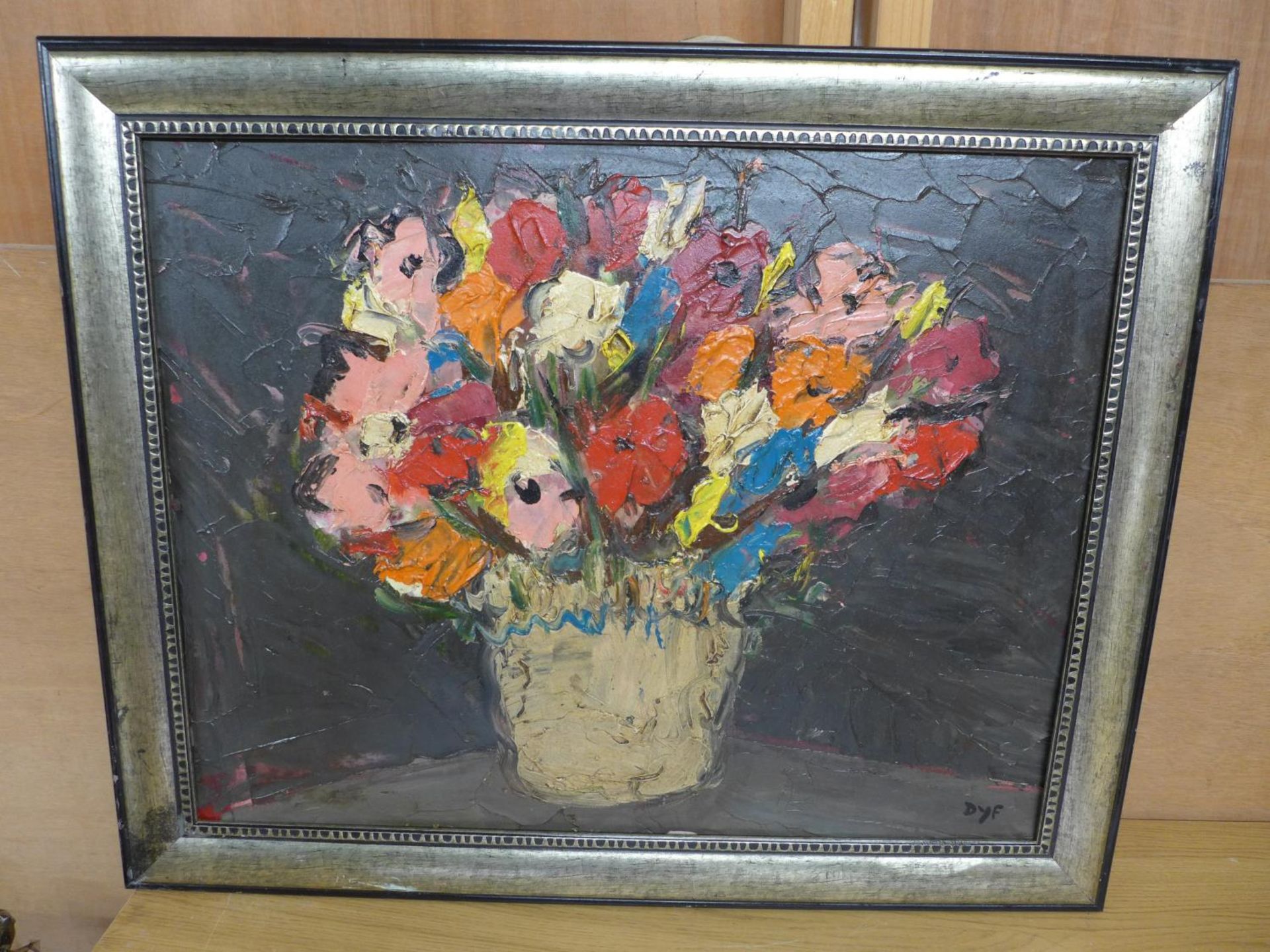MANNER OF MARCEL DYF, STILL LIFE OF A VASE OF FLOWERS, OIL ON BOARD, BEARS A SIGNATURE DYF, 52X67CM,