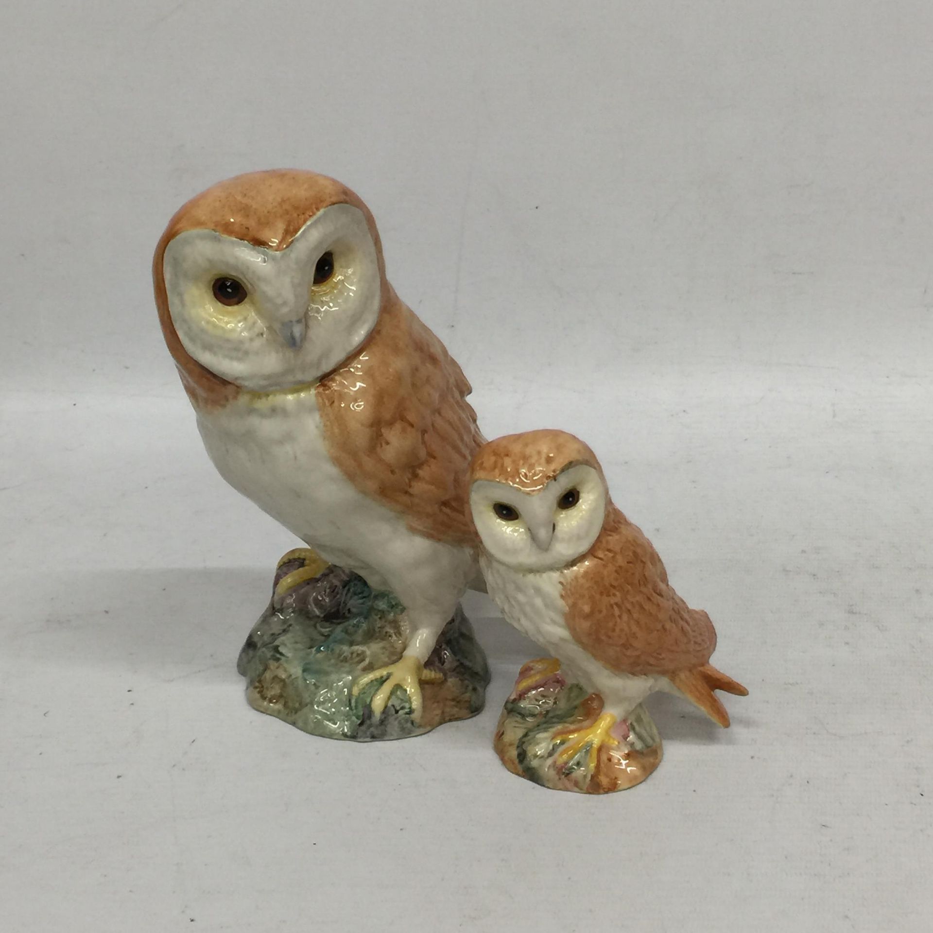 TWO BESWICK OWLS ONE LARGE AND ONE SMALL