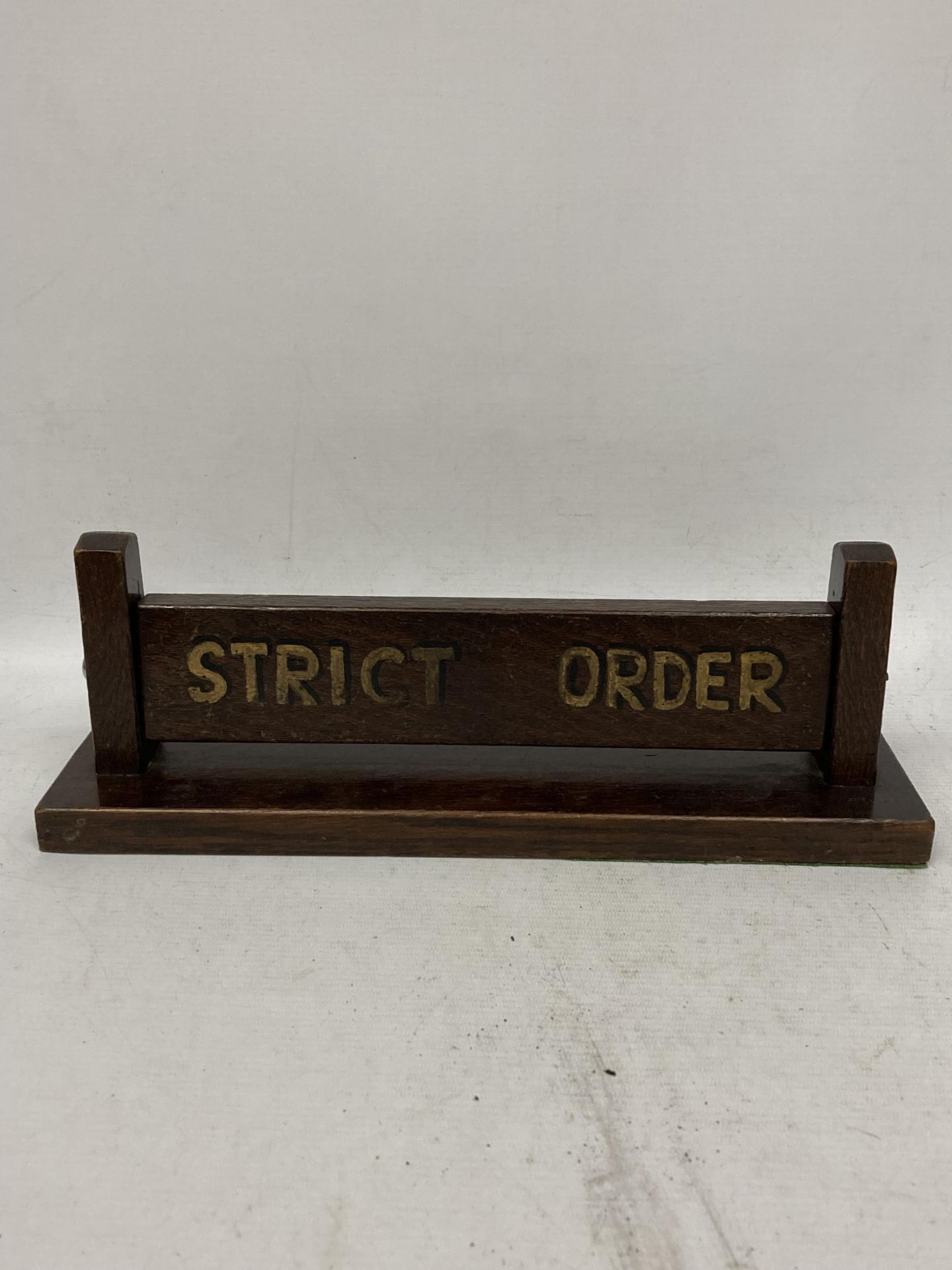 A VINTAGE OAK LIBERTY HALL STRICT ORDER MASONIC SIGN