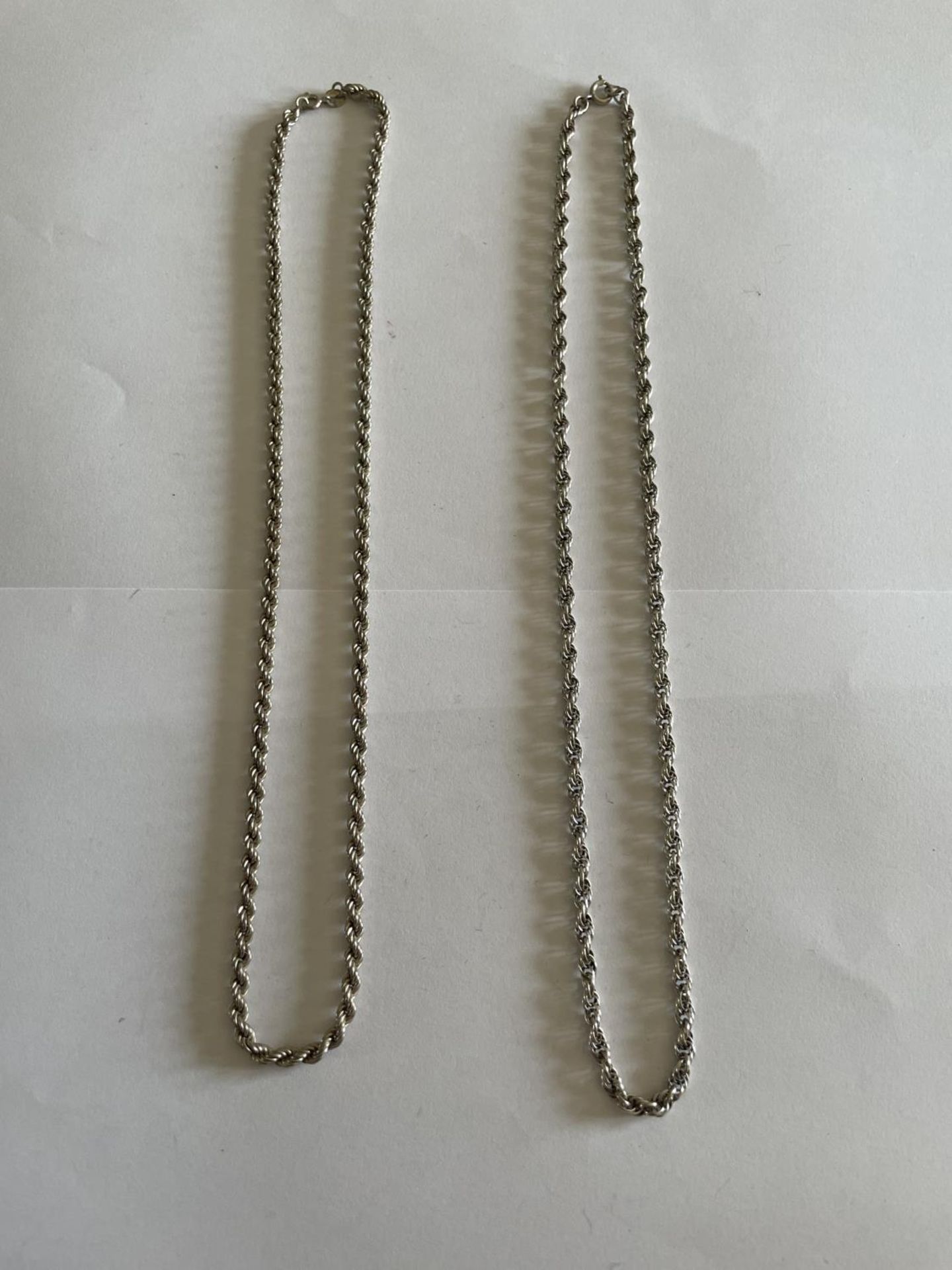 TWO SILVER ROPE NECKLACES