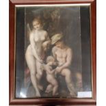 A PRINT OF THE SCHOOL OF LOVE "VENUS WITH MERCURY AND CUPID" ORIGINAL BY CORREGIO