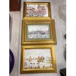 THREE GILT FRAMED L. S LOWERY PRINTS