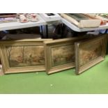 A GROUP OF THREE VINTAGE GILT FRAMED HUNTING PRINTS