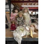 A GROUP OF PORCELAIN HEADED DOLLS, KNIGHTSBRIDGE COLLECTION ETC