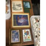 A SMALL LOT OF FRAMED PRINTS, ABSTRACT EXAMPLE ETC