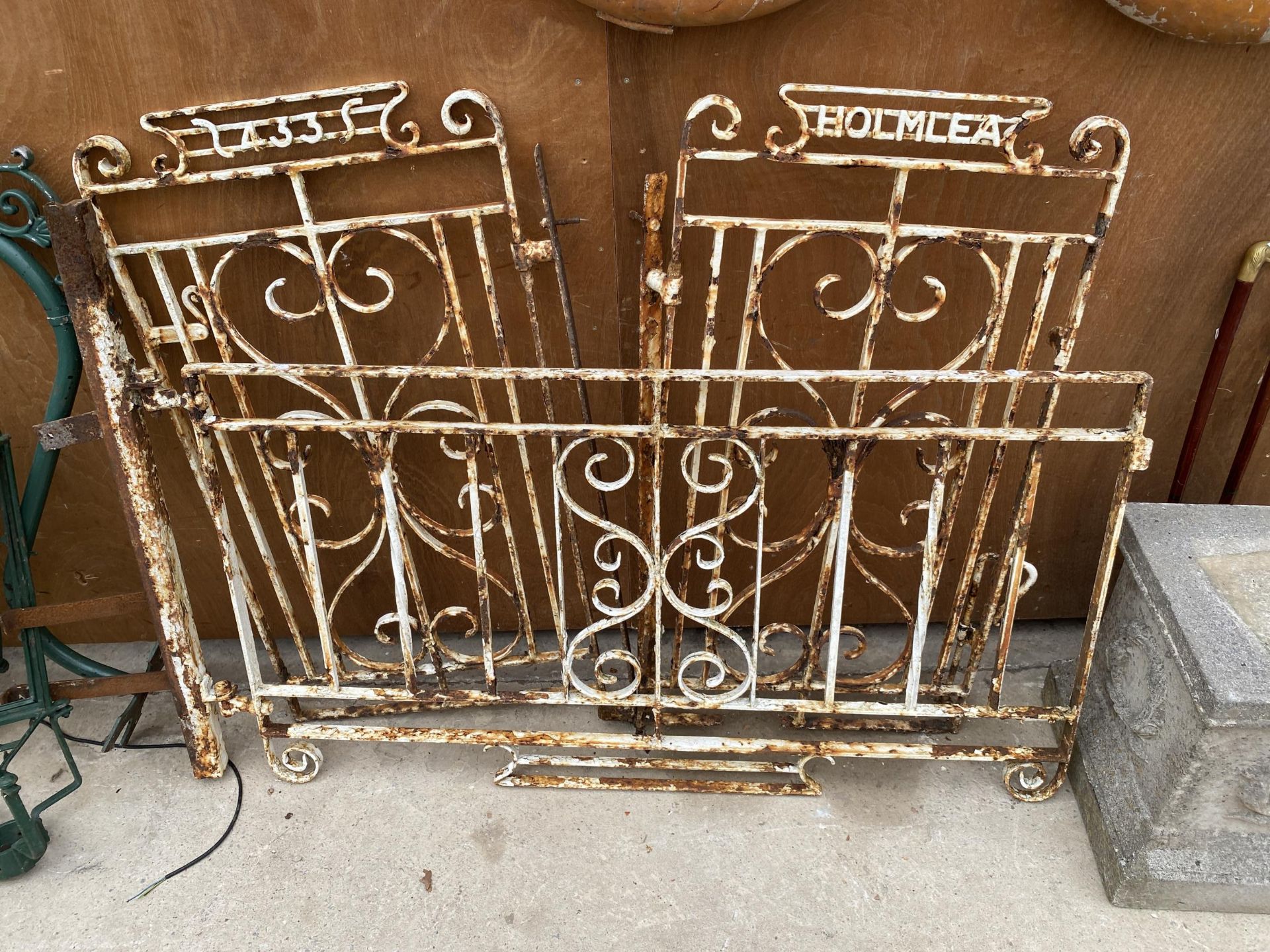 THREE VARIOUS VINTAGE WROUGHT IRON GARDEN GATES