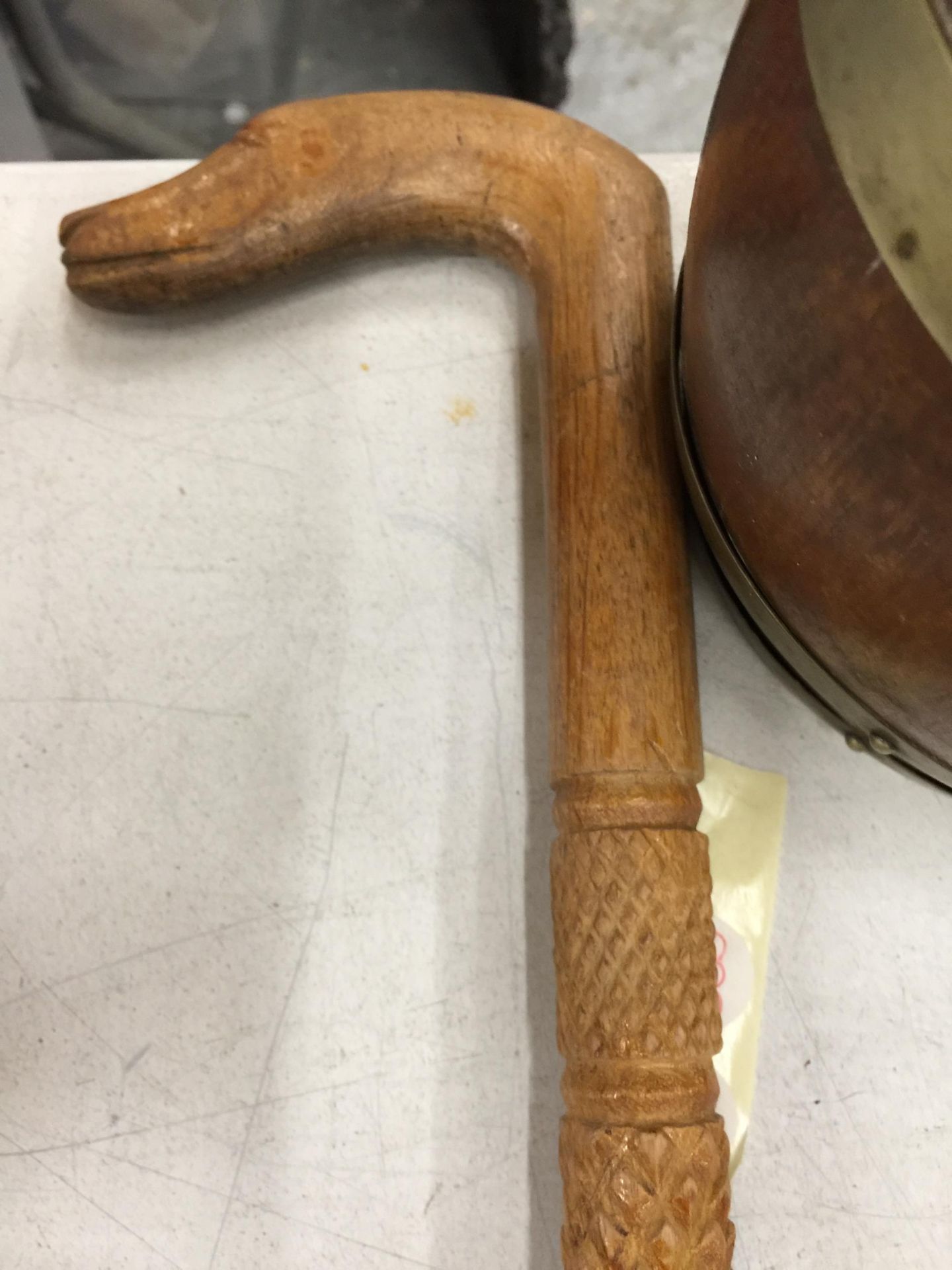 A GROUP OF TREEN AND WOODEN WARES, WALKING STICK ETC - Image 3 of 4