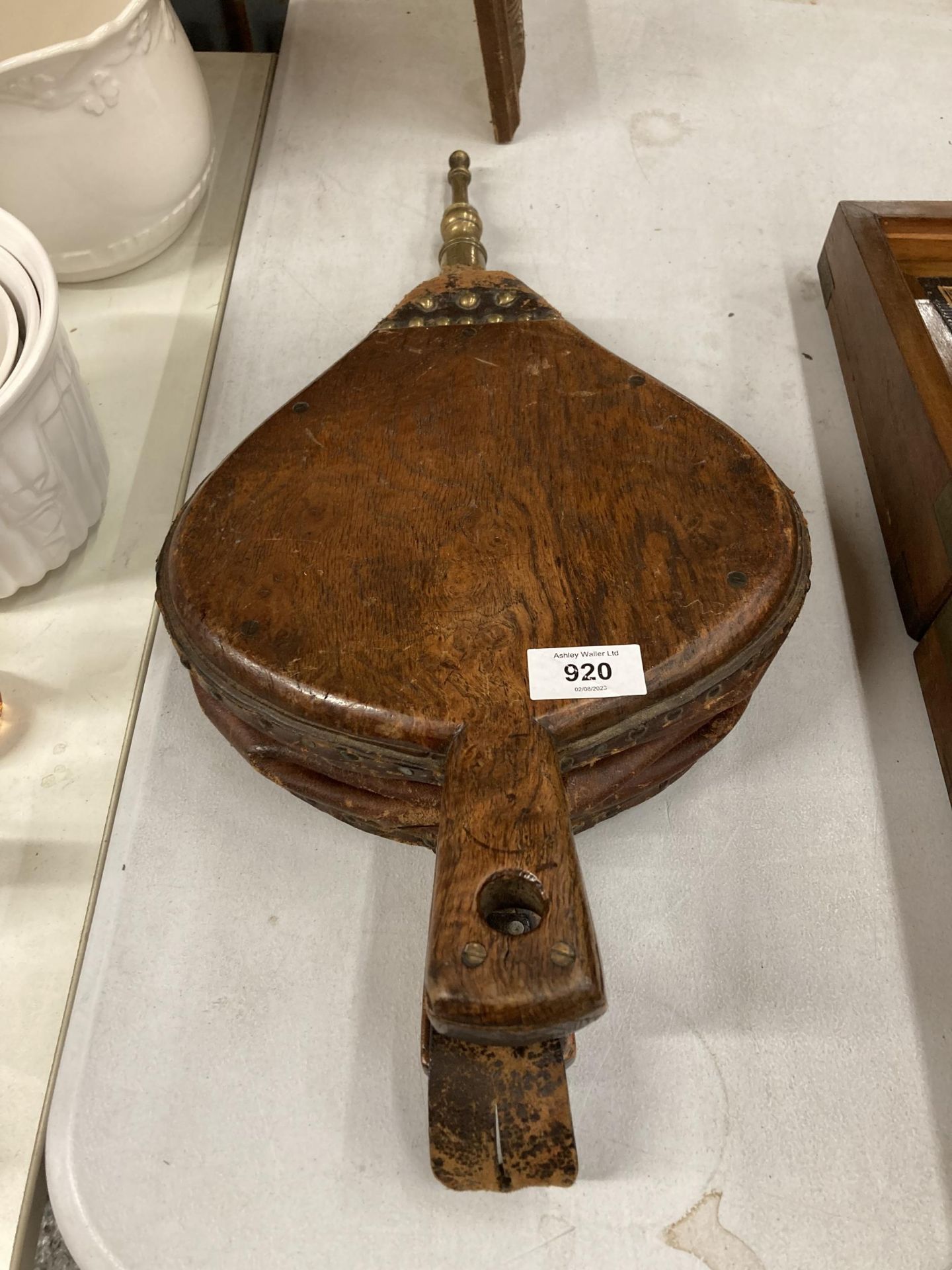 A PAIR OF VINTAGE WOODEN BELLOWS