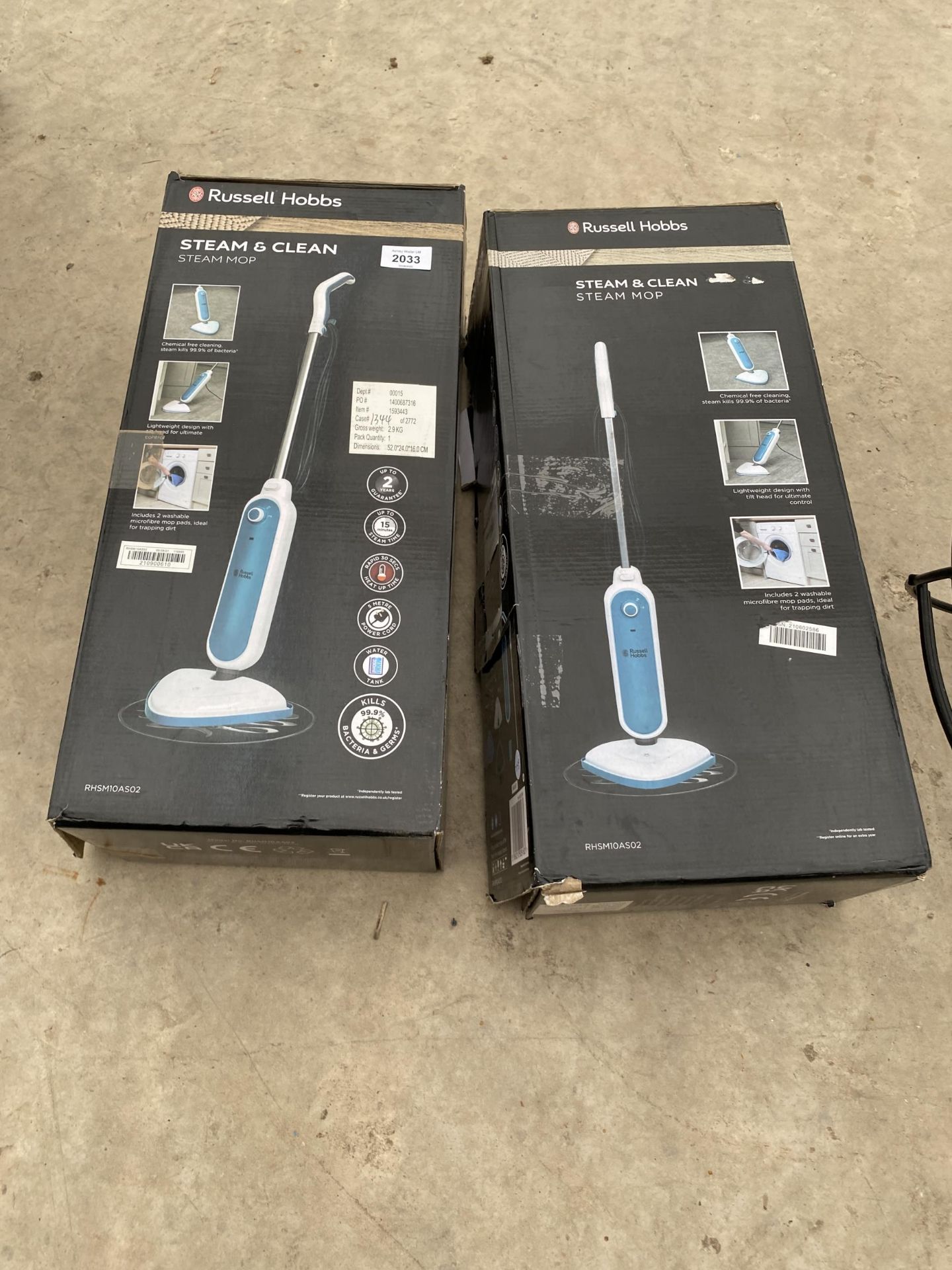 TWO BOXED RUSSELL HOBBS STEAM AND CLEAN MOPS