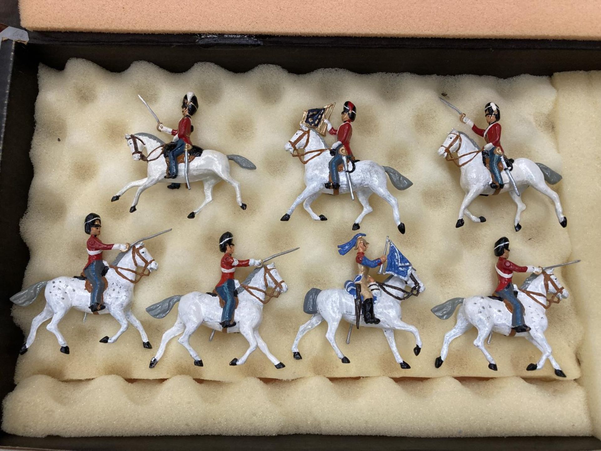 SEVEN METAL BRITISH CAVALRY SCOTS GREYS - WATERLOO 1815 LIVERY