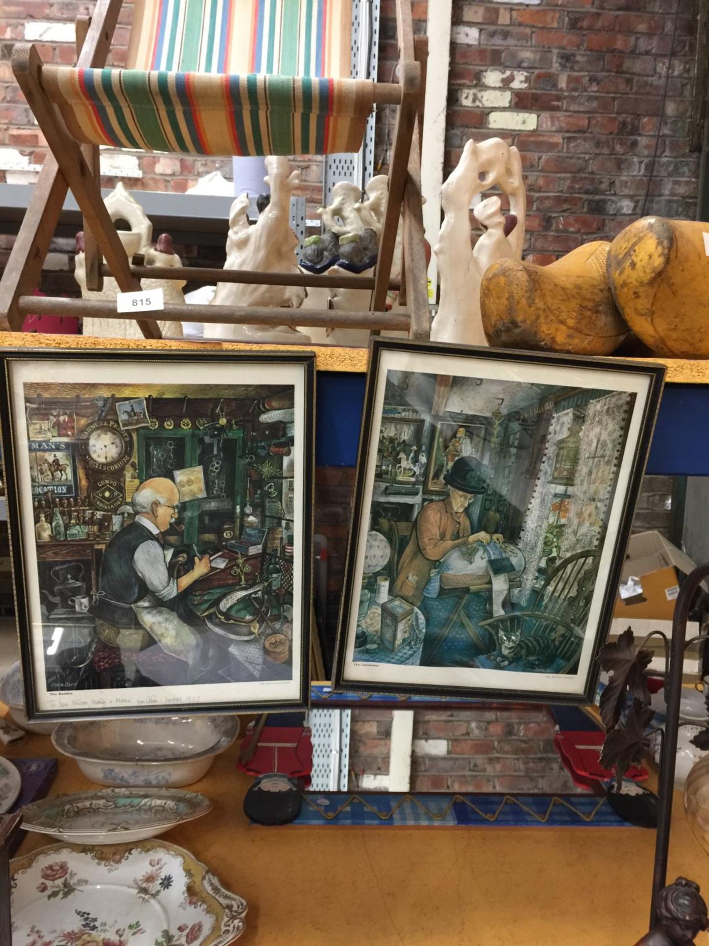 A PAIR OF COLIN CARR FRAMED PRINTS, 'THE SADDLER' AND 'THE LACEMAKER'