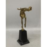 AN ART DECO STYLE LADY FIGURE ON MARBLE BASE