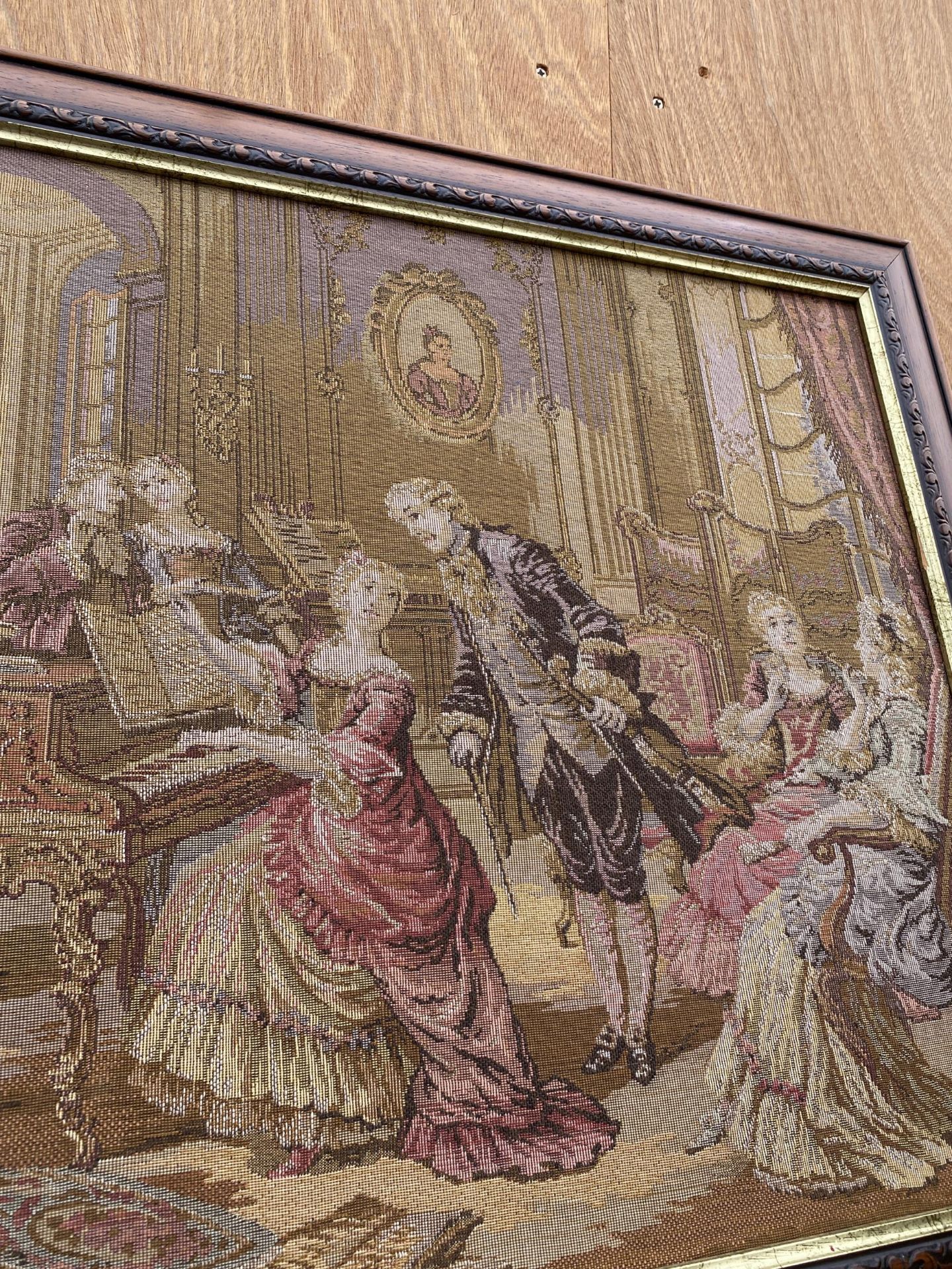A FRAMED TAPESTRY OF A MANOR HOUSE SCENE - Image 4 of 4