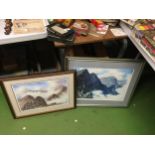 TWO FRAMED PRINTS - LIMITED EDITION NEIL BARROW 'AUTUMN MIST CRIB GOCH AND SNOWDON EXAMPLE