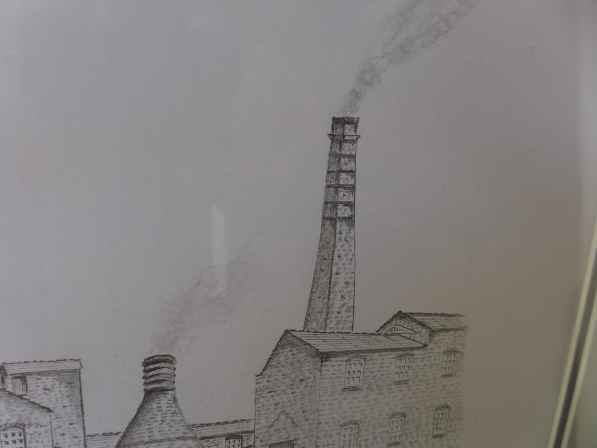 ALAN HANCOCK (BRITISH 20TH CENTURY) OLD POTTERY WORKS BOTTLE OVEN, PENCIL, SIGNED, 37X26CM, FRAMED - Image 4 of 4