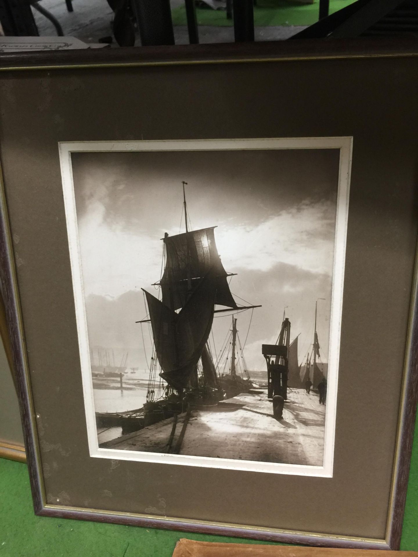 THREE FRAMED PRINTS - BLACK AND WHITE BOAT SCENES AND MARITIME EXAMPLE - Bild 3 aus 3