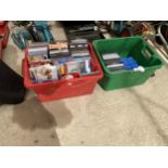 TWO BOXES OF DVDS, CDS ETC
