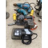 FOUR ASSORTED POWER TOOLS, BOSCH DRILL ETC