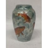 A VINTAGE BURLEIGH WARE FISH DESIGN LUSTRE VASE