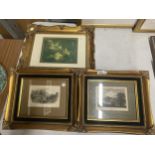 THREE GILT FRAMED PRINTS TO INCLUDE PAIR OF ENGRAVINGS