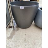 A LOW BLACK FIBRE GLASS CIRCULAR PLANTER (H:39CM)