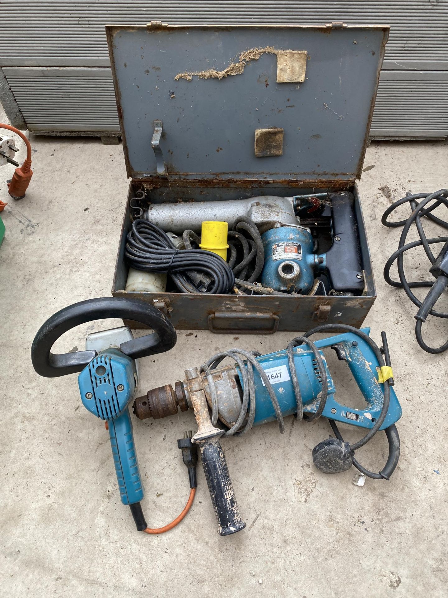 THREE POWER TOOLS - CASED BLACK AND DECKER HAMMER DRILL ETC