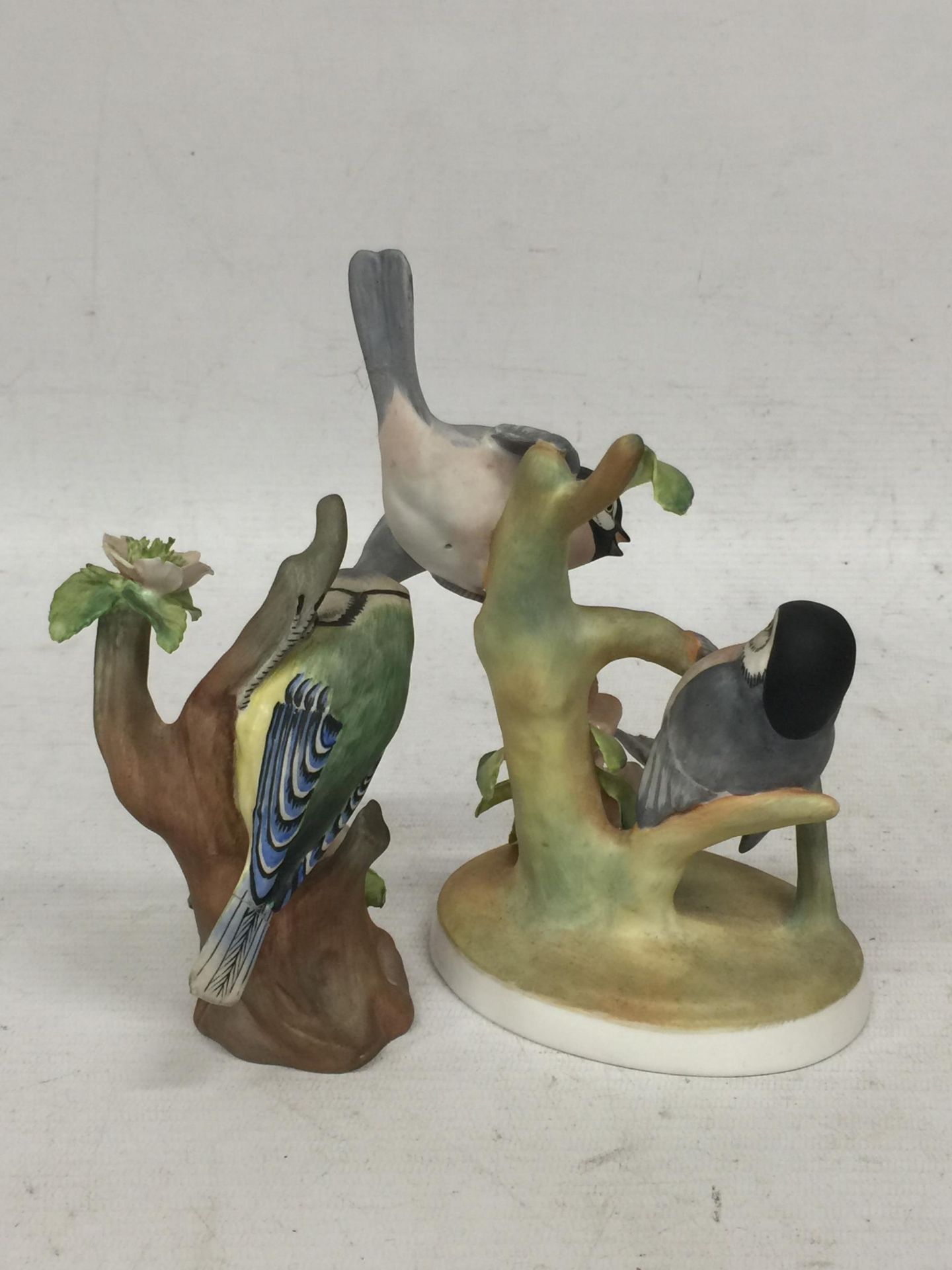 TWO CROWN STAFFORDSHIRE BIRD FIGURES INCLUDING A BLUE TIT SIGNED J.BROMLEY - Image 3 of 4