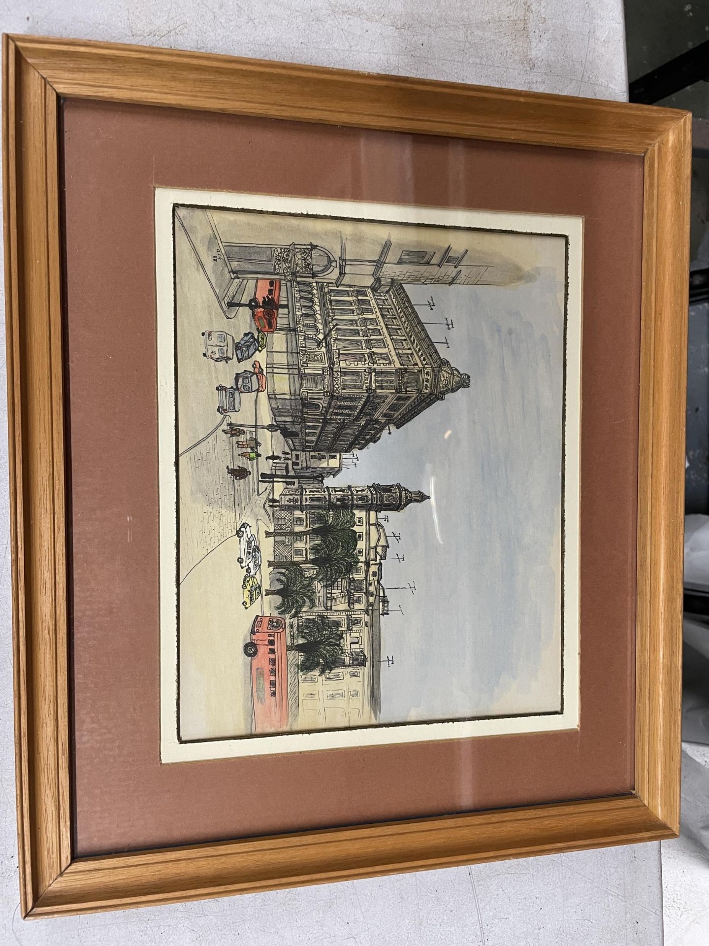 A GROUP OF THREE FRAMED PICTURES, LONDON SCENE PRINT AND BOAT WATERCOLOUR - Image 3 of 4